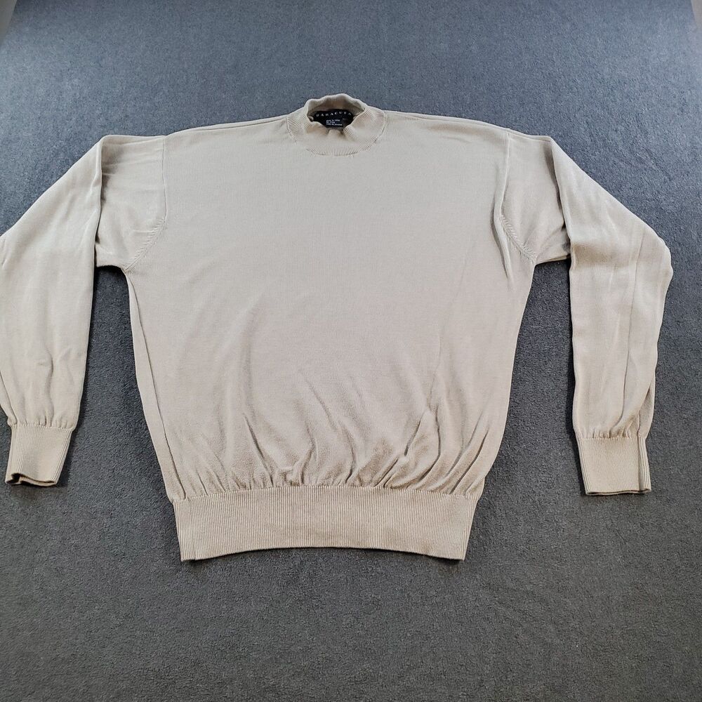 Baracuta Mock Neck Sweater Silk Blend Tan Men Large  Long Sleeve Knit